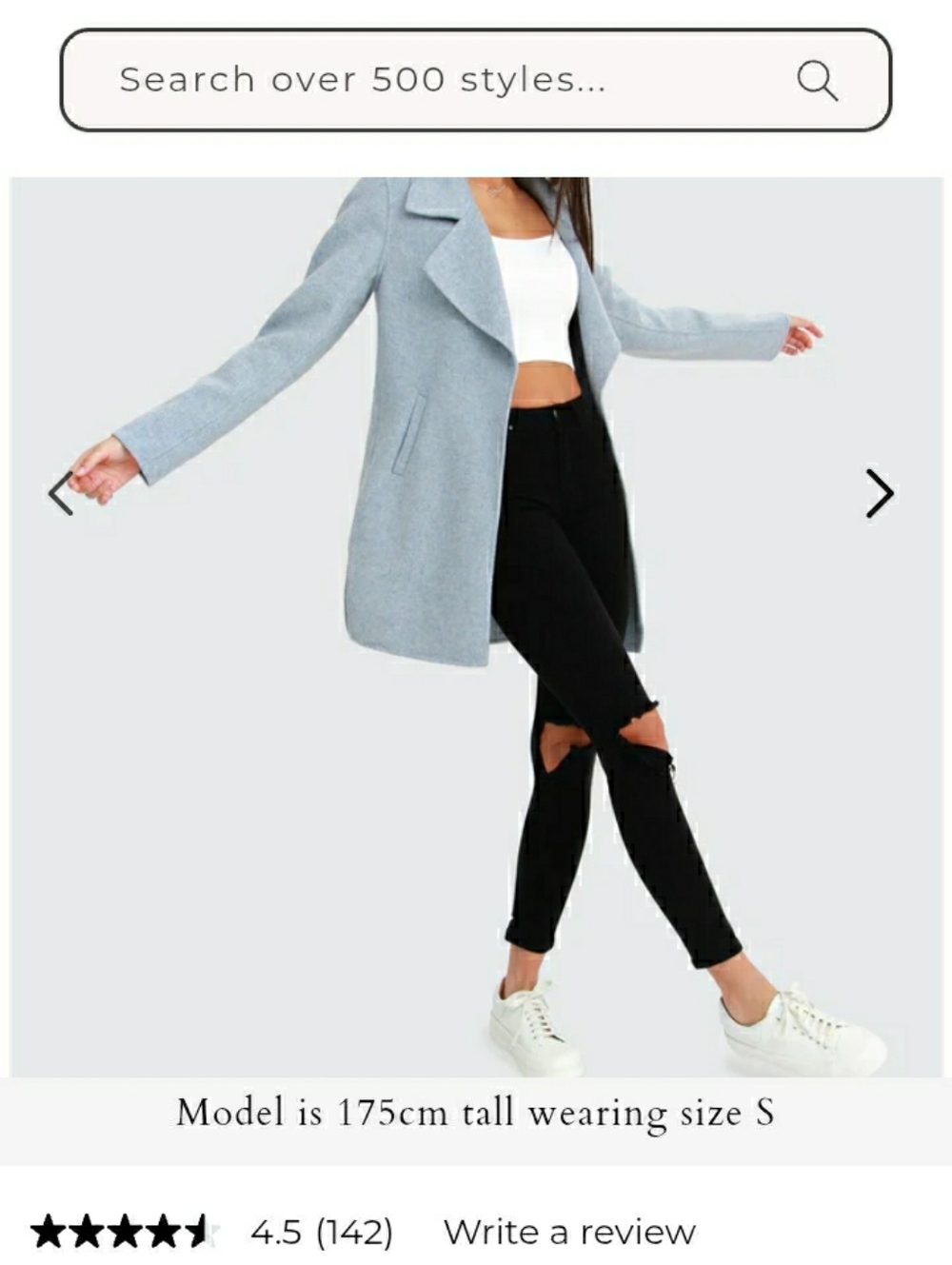Light Blue Women's Wool-Blend Coat , Size Small - Picture 3 of 10